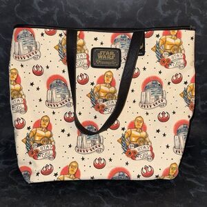 NWT Star Wars Loungefly Tote Bag R2d2 Beep Boop Shoulder Bag Tattoo Style
